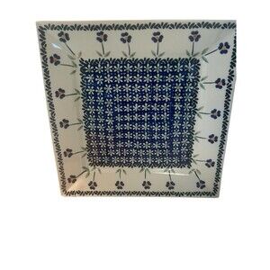 Polish Pottery square plate "Mariposa Lily" 9”